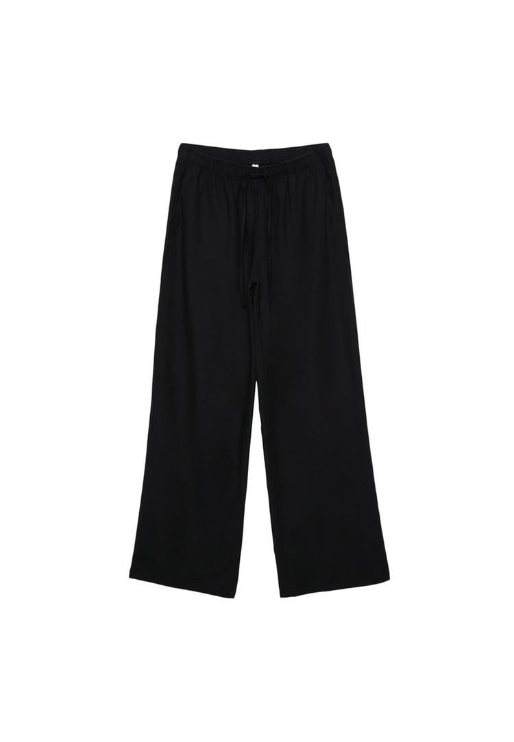 Keten karışımlı bağcıklı pantolon_3