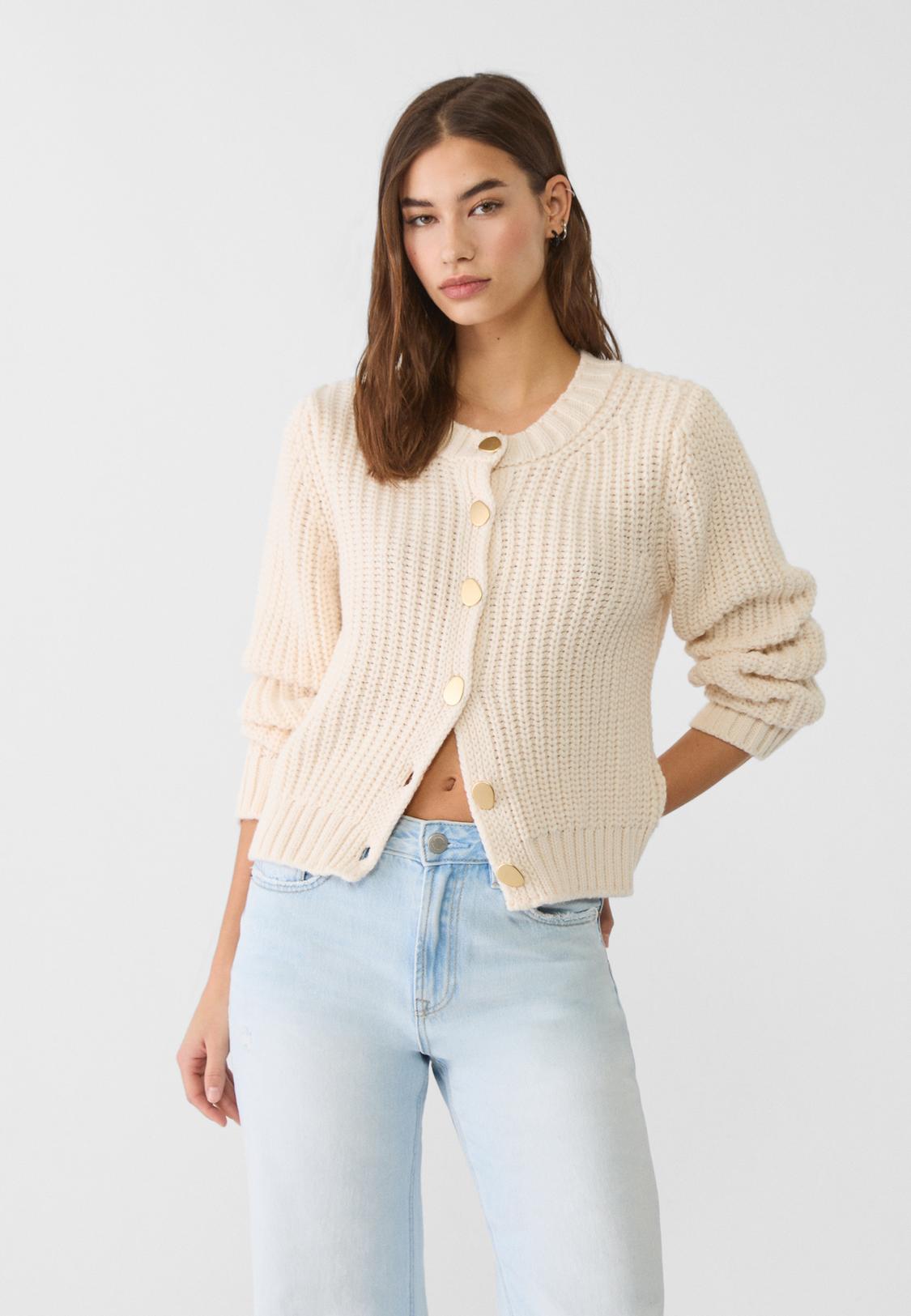 Mujer Stradivarius Stradivarius Cardigan Punto Stradivarius