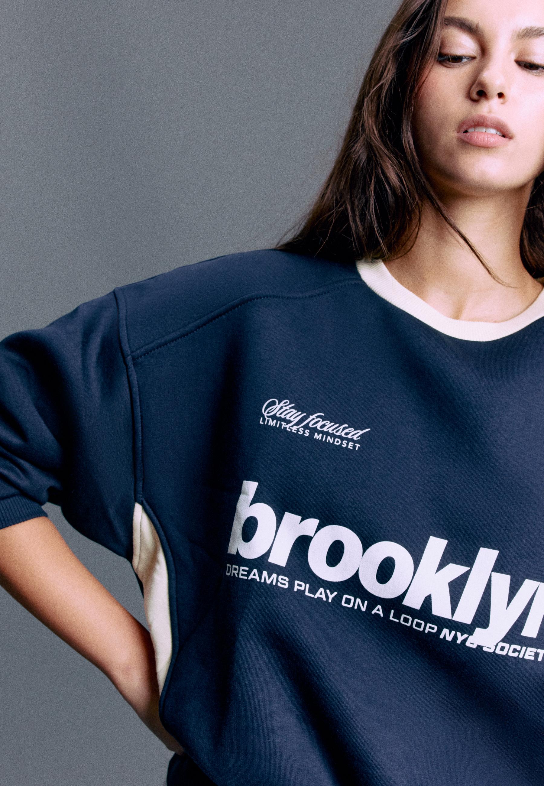 Contrast collar sweatshirt — Navy blue
