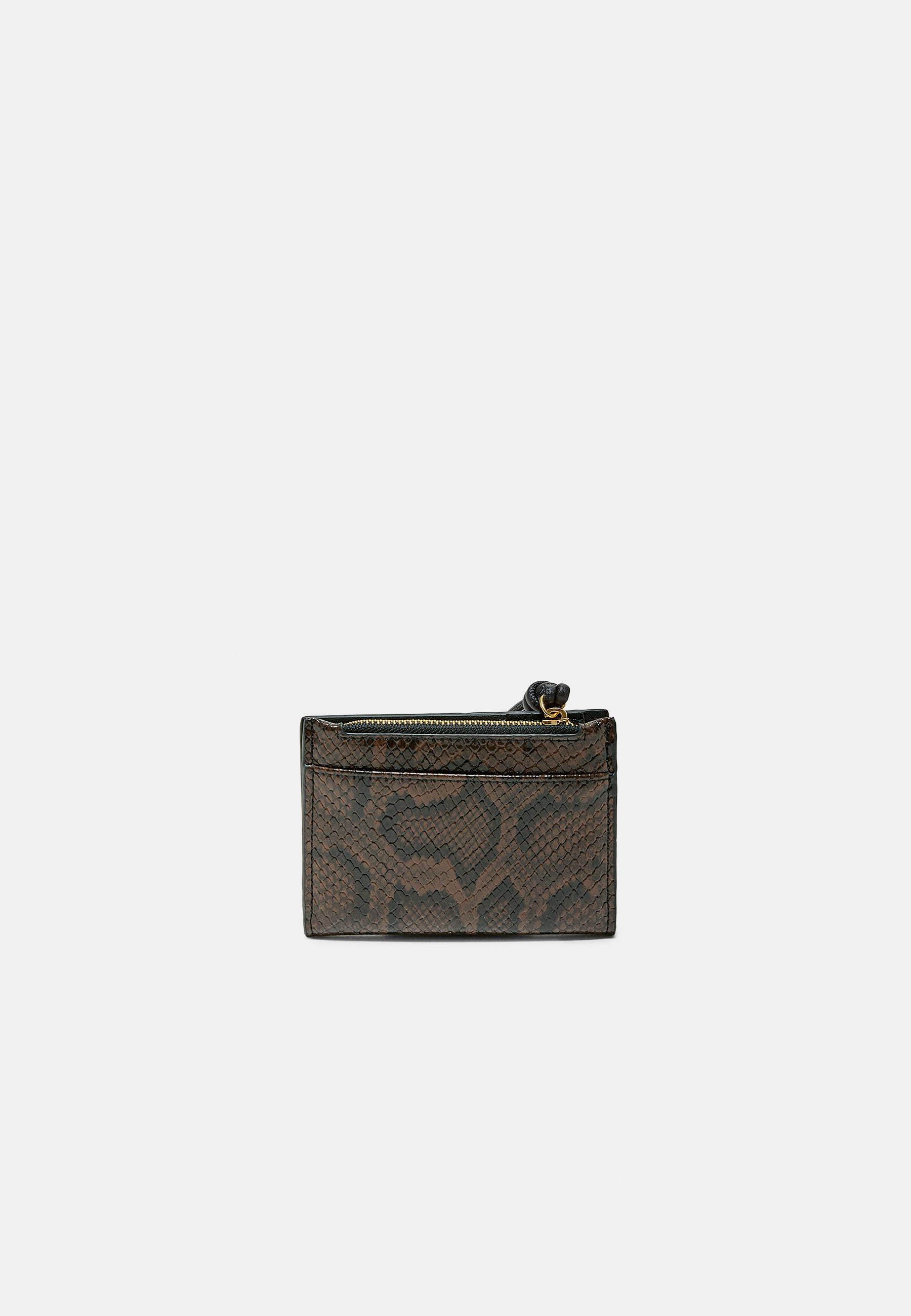 Snakeskin print card holder purse — Brown