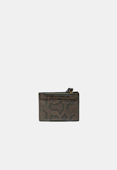 Snakeskin print card holder purse — Brown 5