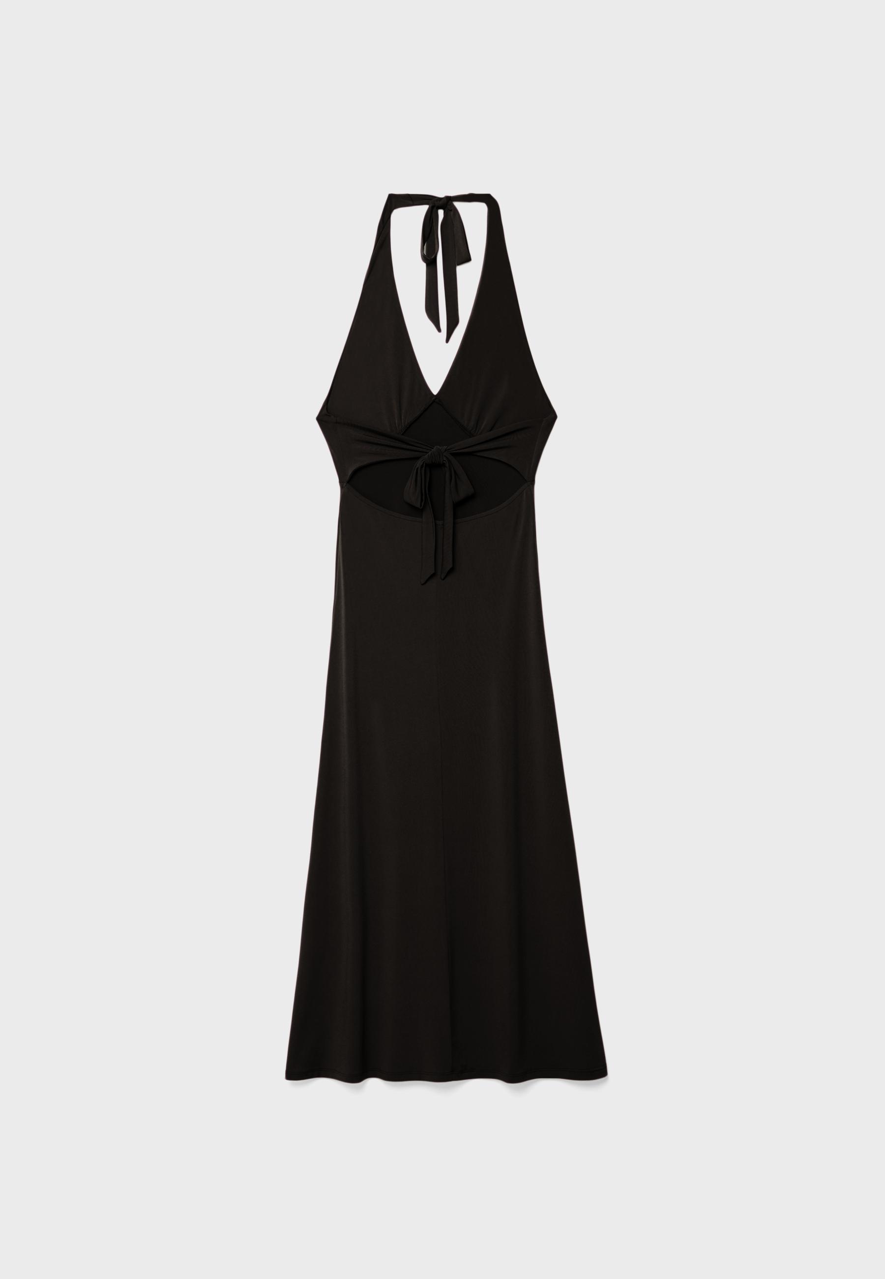 Midi dress with knot in back — Black