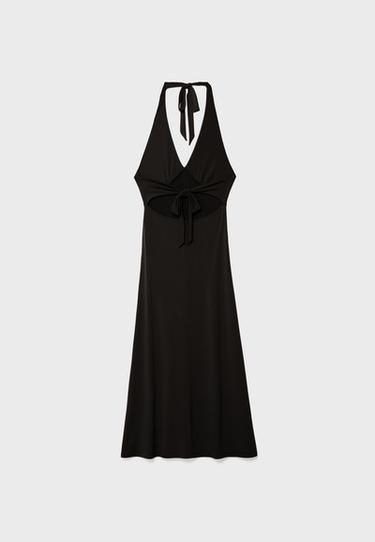 Midi dress with back knot — Black 7