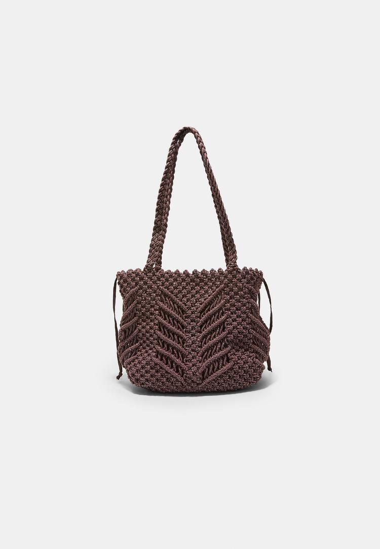 Häkel-Shopper mit Metallfaden Braun OS