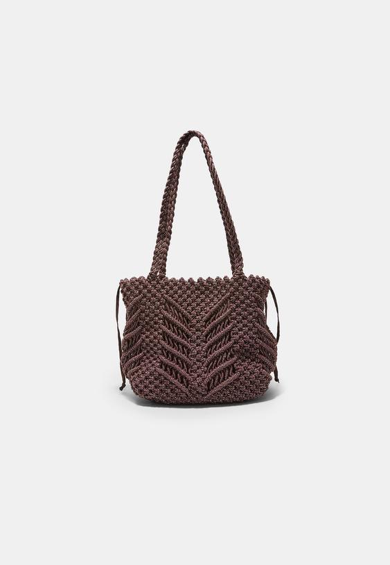 bolso shopper crochet hilo metalizado