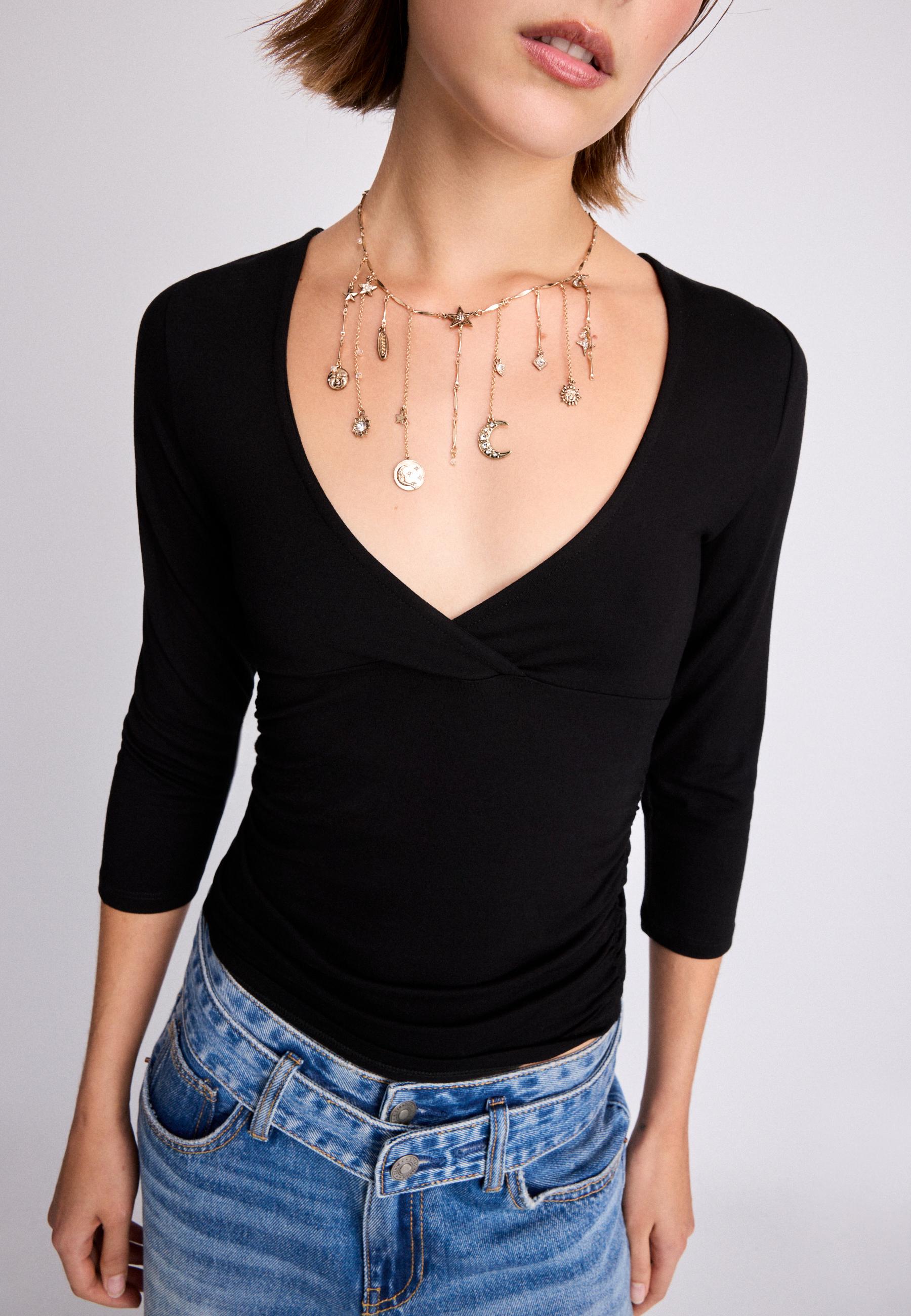 Moon and star multi-charm necklace — Gold