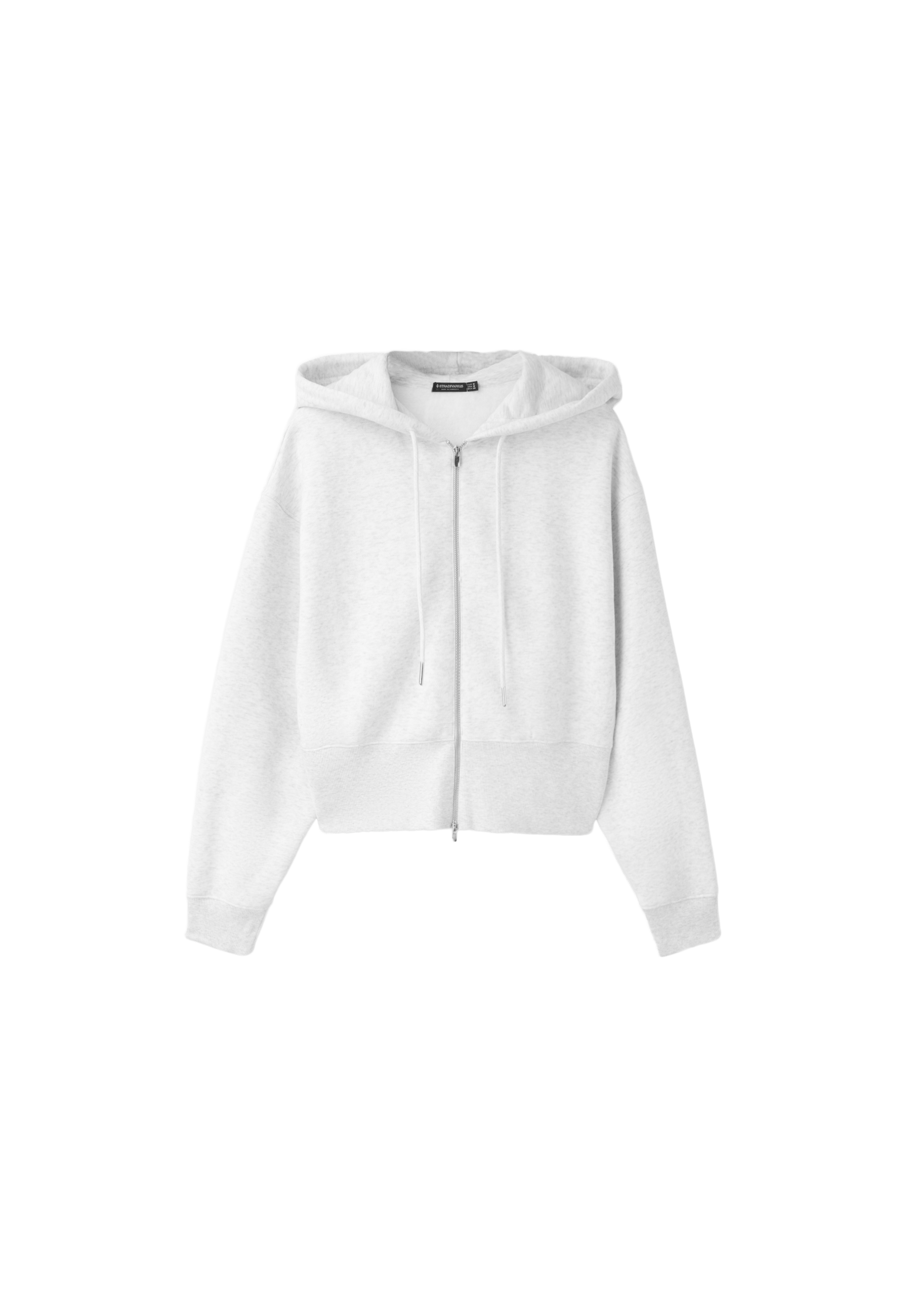 Zip-up hooded sweatshirt — Grey melange