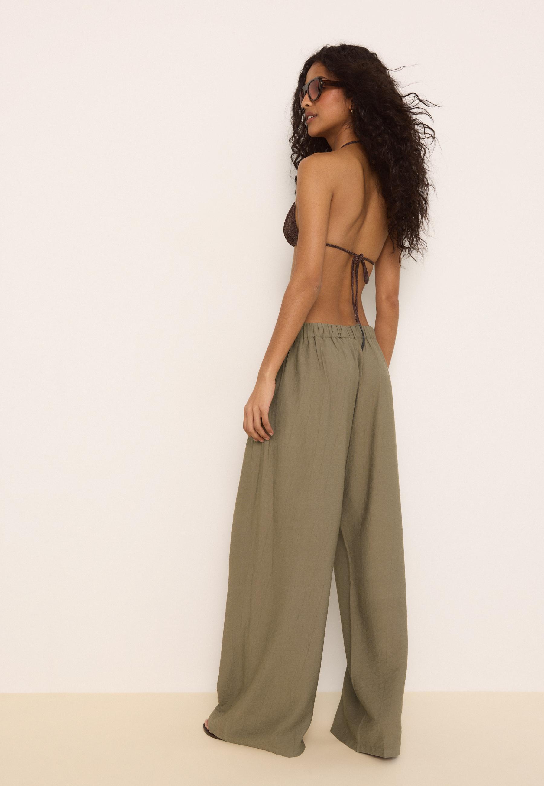 Darted palazzo trousers — Brown