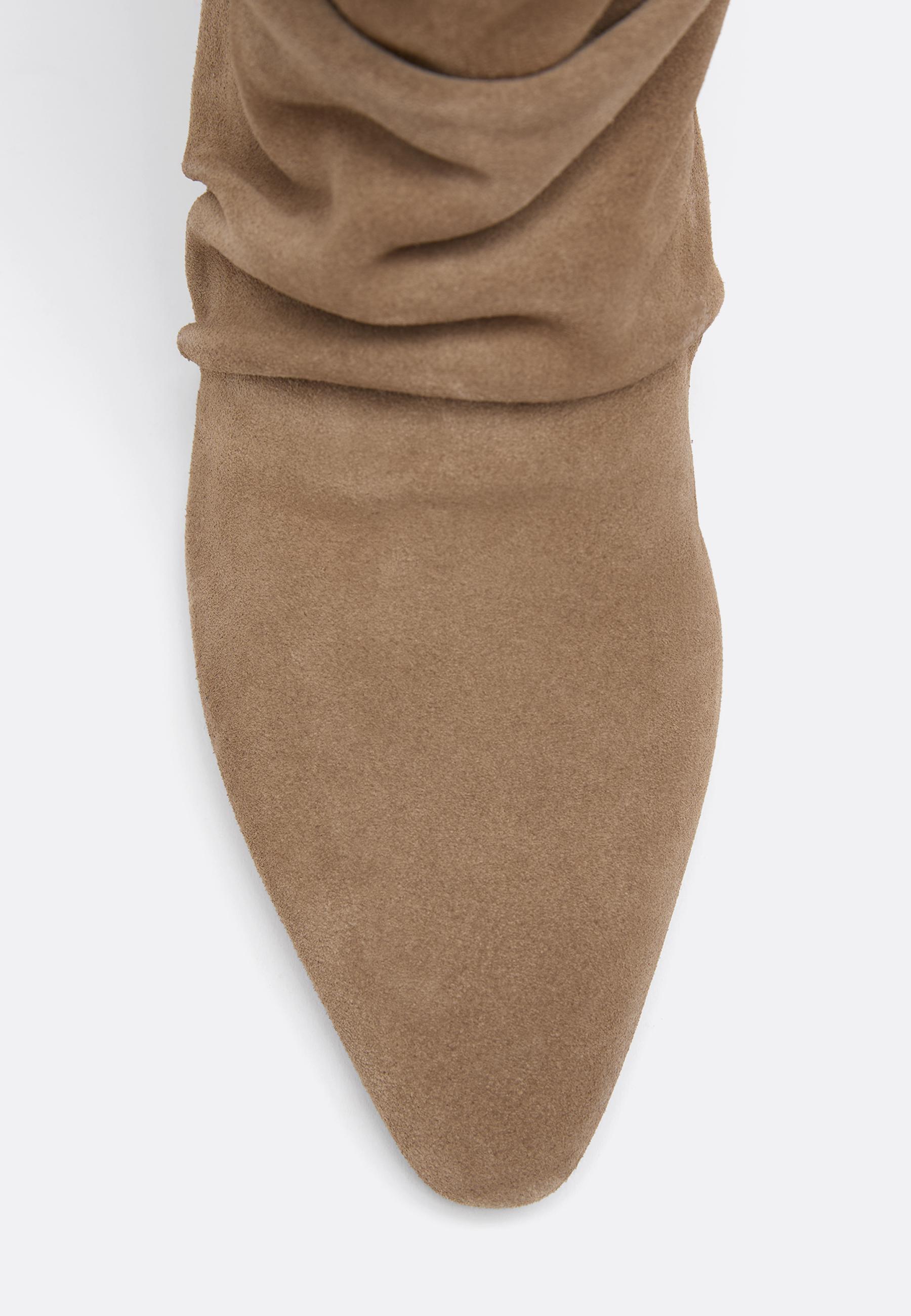 Leather internal wedge ankle boots — BEIGE