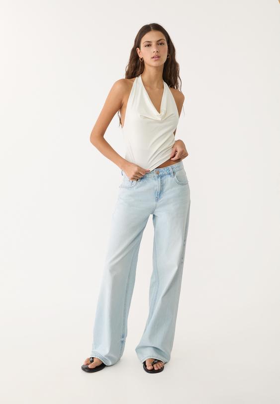 halter top with cowl neckline