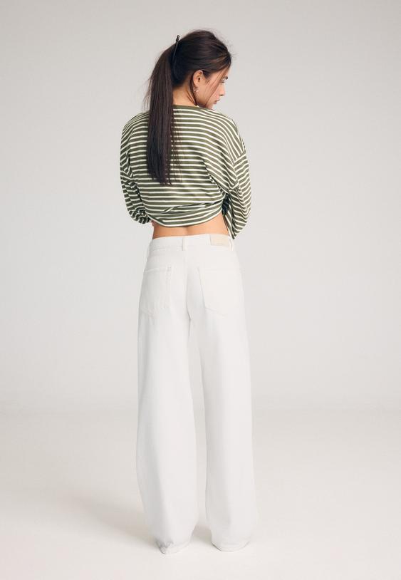 d91 jeans tiro bajo wide leg sarga