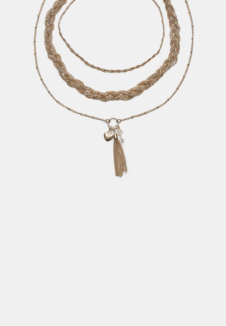 set 3 collares cadena y charms