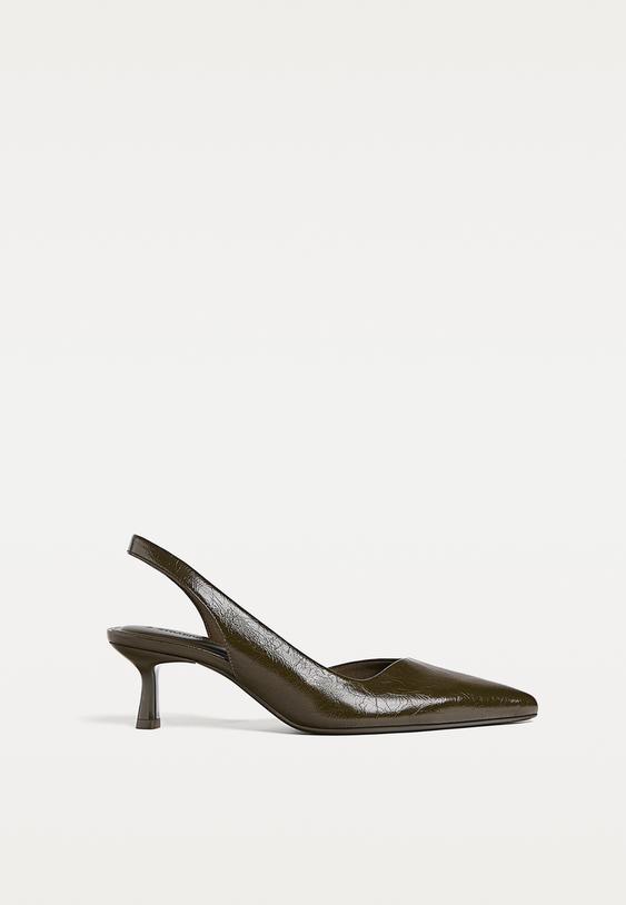 Stradivarius Chaussures Basiques Talon Kitten Heel Kaki 38