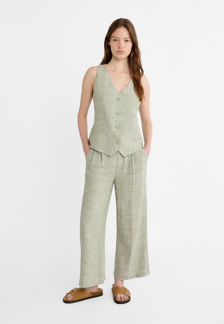 gilet sans manches en lin melange