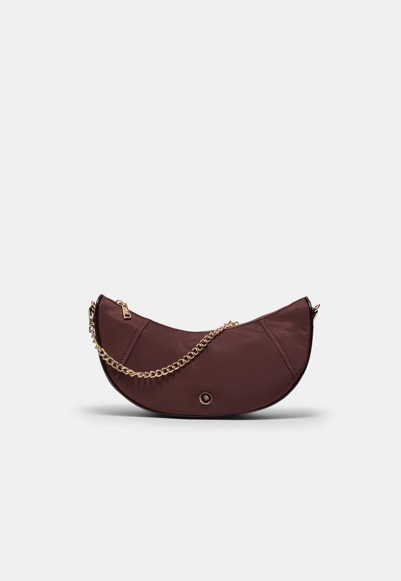 Stradivarius Nylon Moon-Shaped Crossbody Bag Terracotta Os