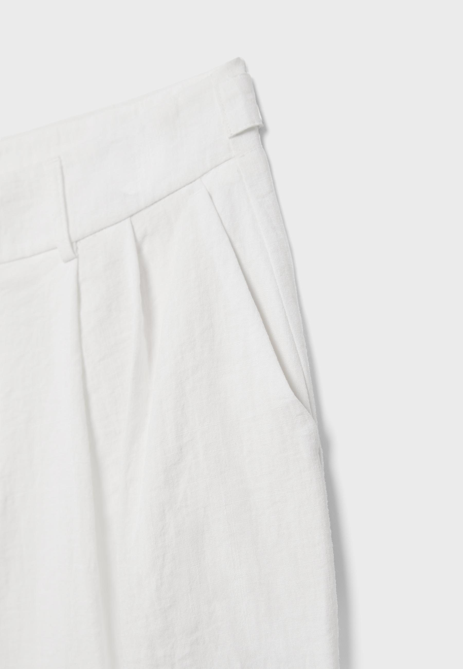 Ayarlanabilir keten görünümlü wide paça pantolon - Görsel 9