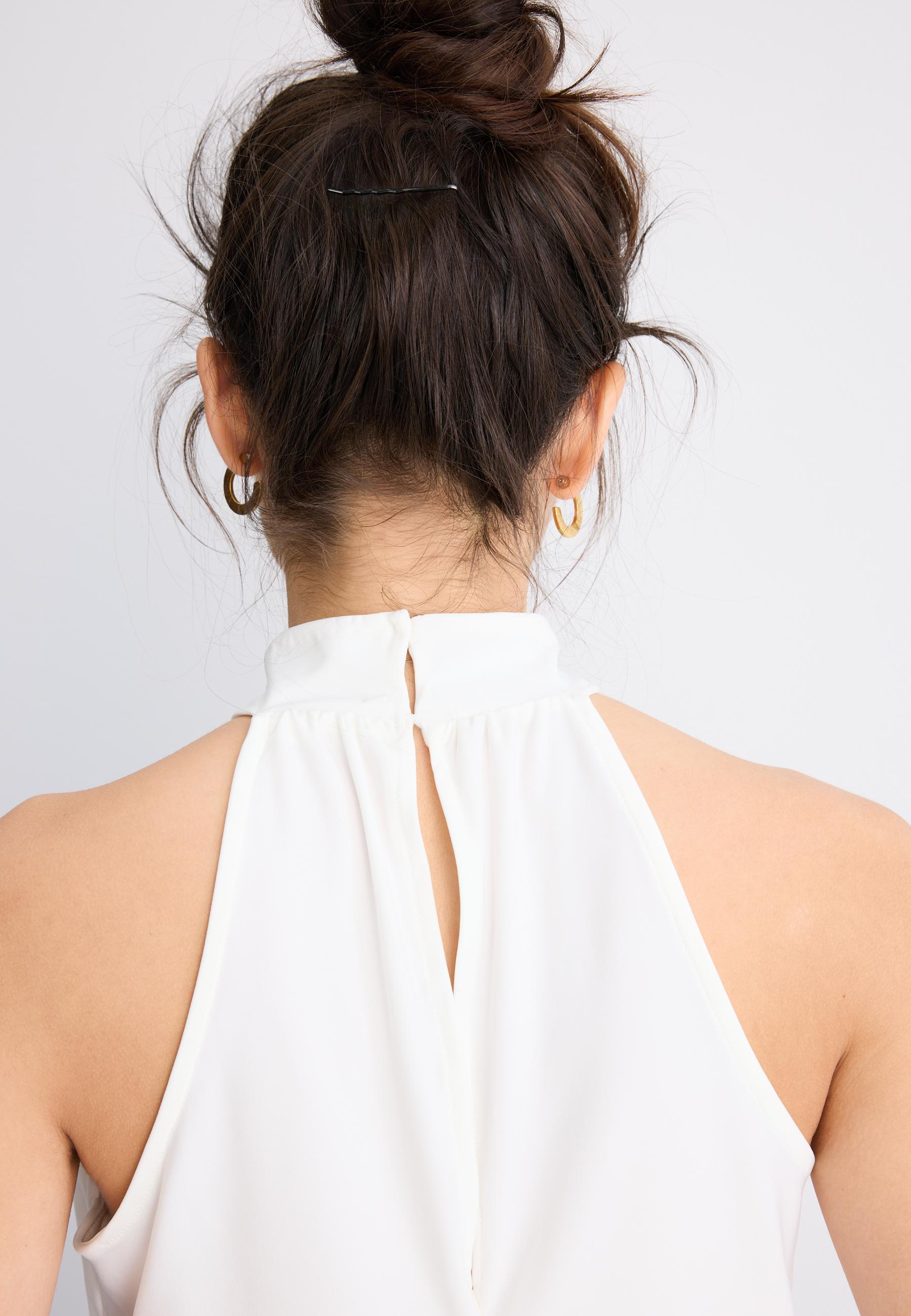 Puff-effect halter top — Ecru