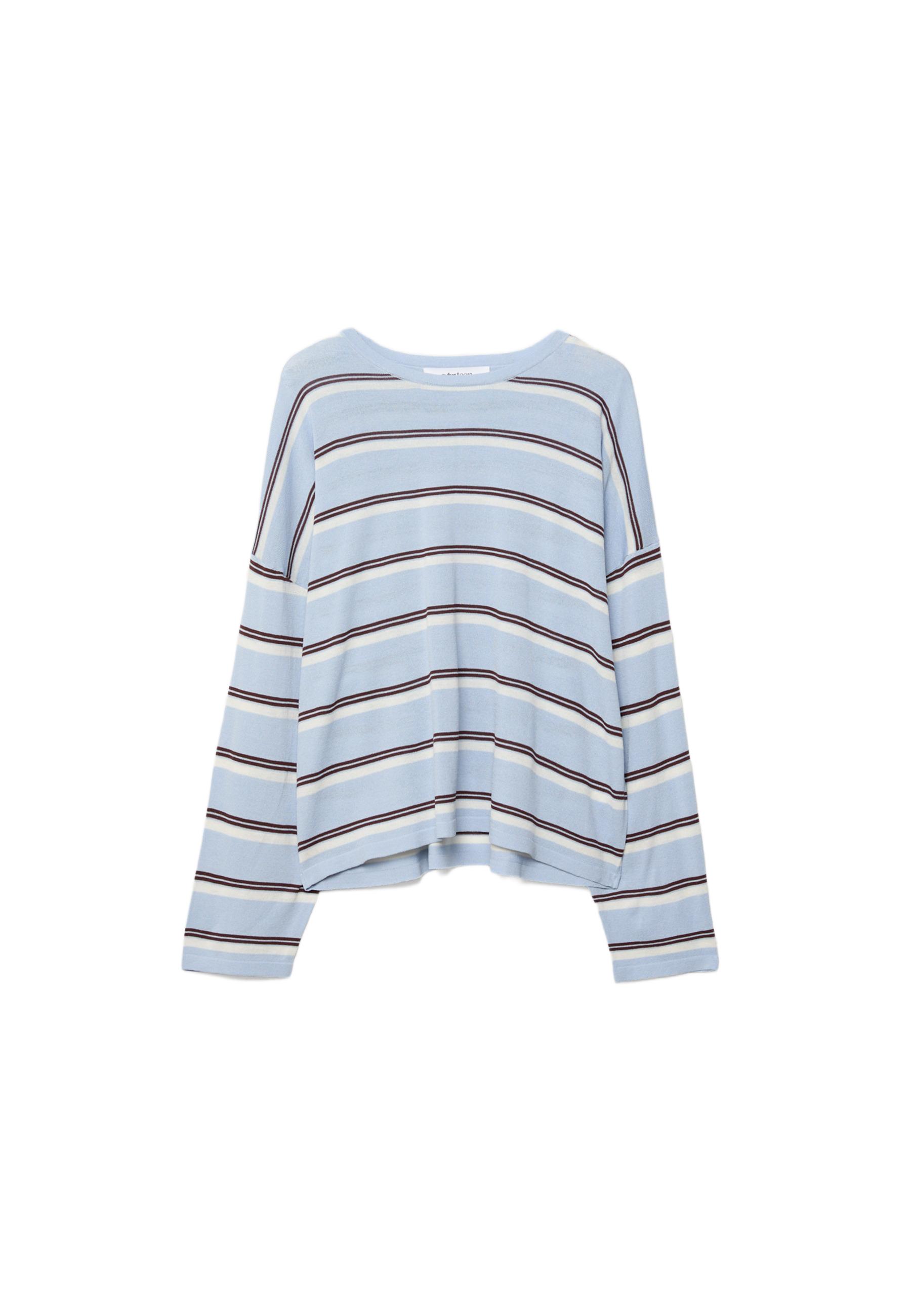 Fine knit striped jumper — Sky blue