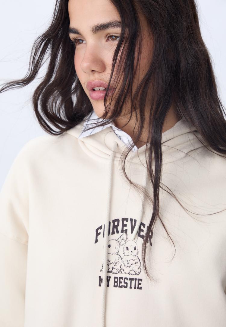 grafische sweater met capuchon