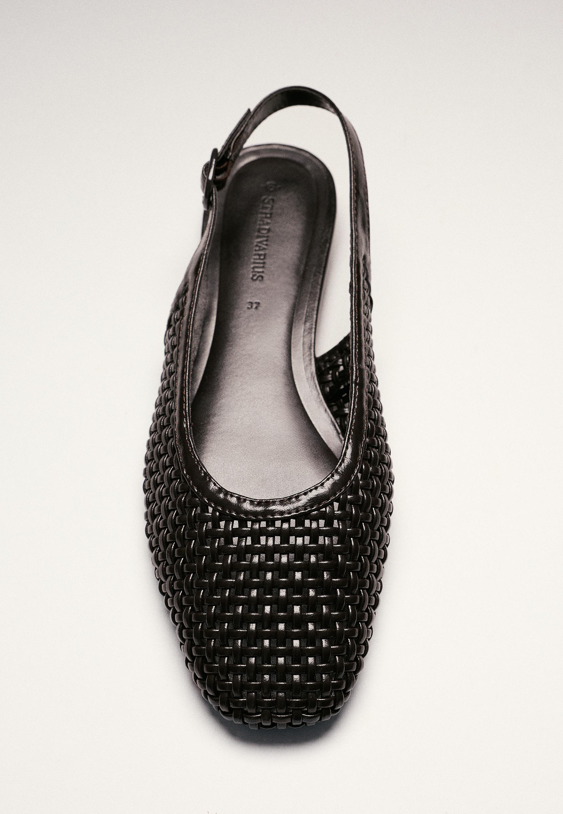 Braided slingback ballet flats — BROWN