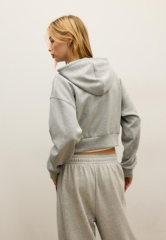 Stradivarius Hanorac Cu Fermoar, Moale La Atingere Gris Amestec M