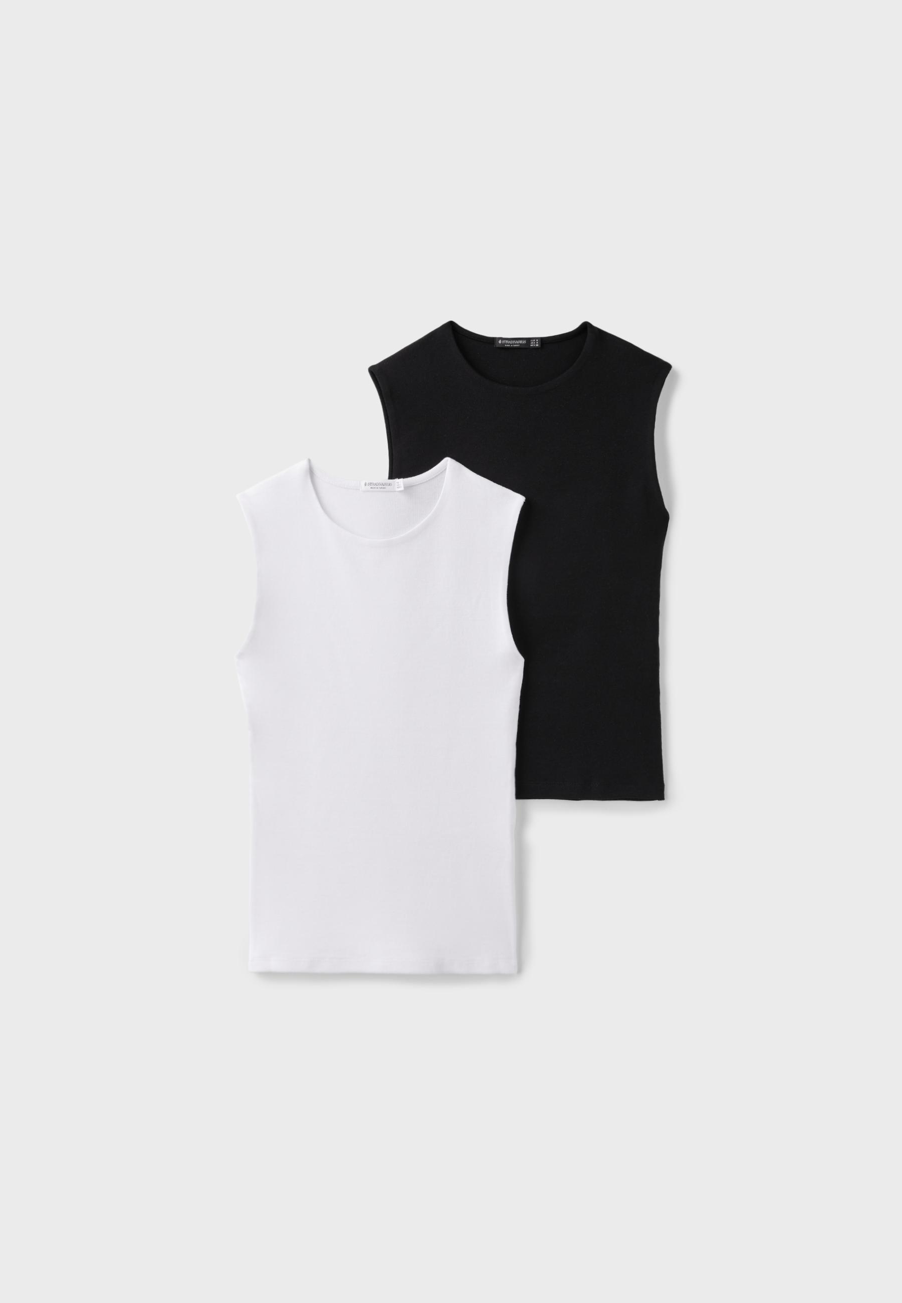 2-pack of basic sleeveless T-shirts — Black