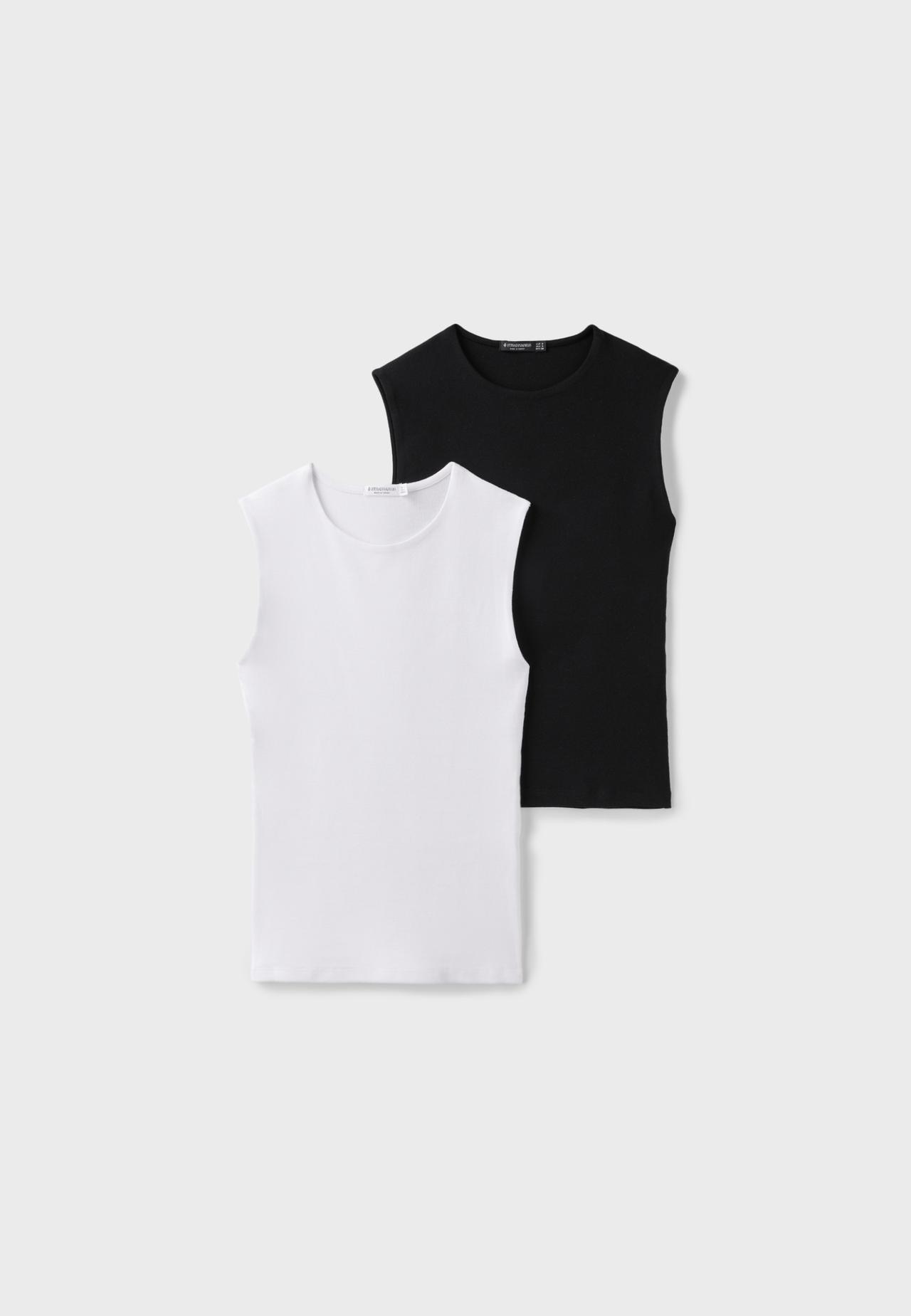 2-pack of basic sleeveless T-shirts — Black