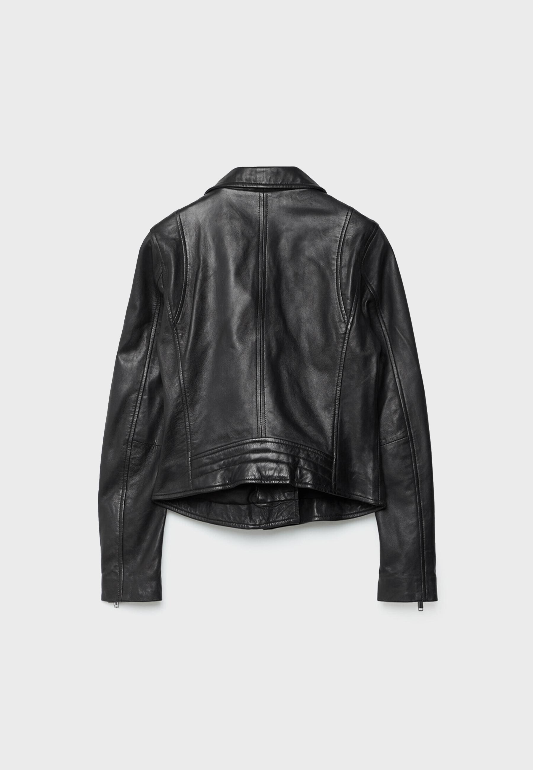 Leather biker jacket — Black