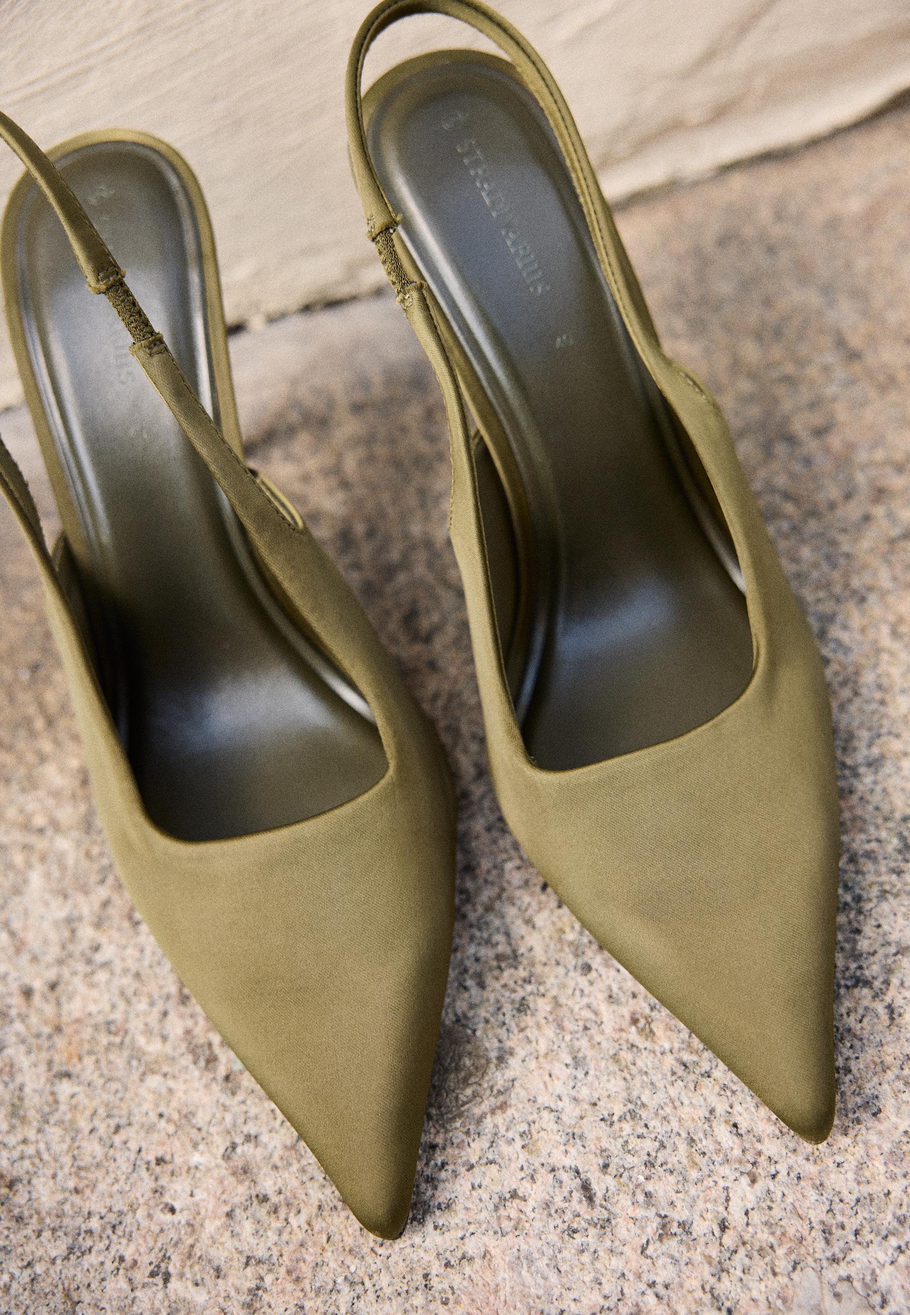 Slingback heeled shoes — KHAKI 