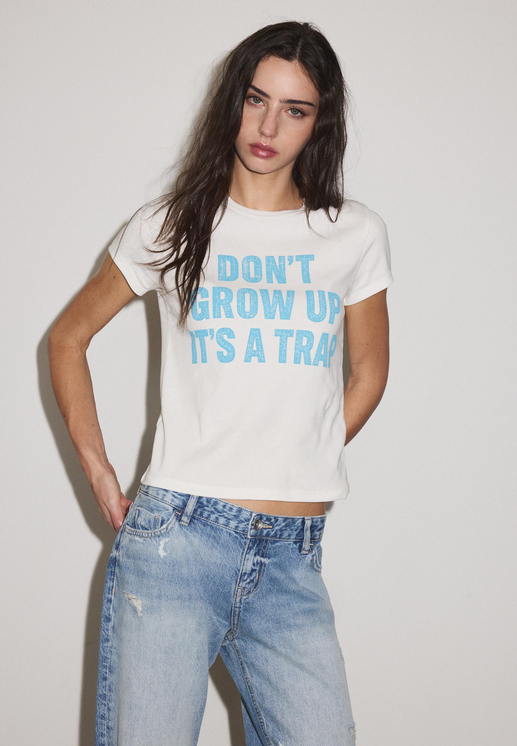 Printed short sleeve T-shirt — White