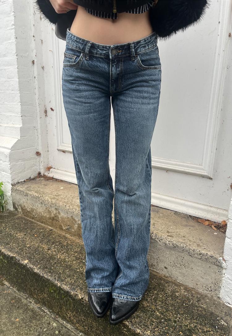 dusuk bel bootcut kesim kot pantolon