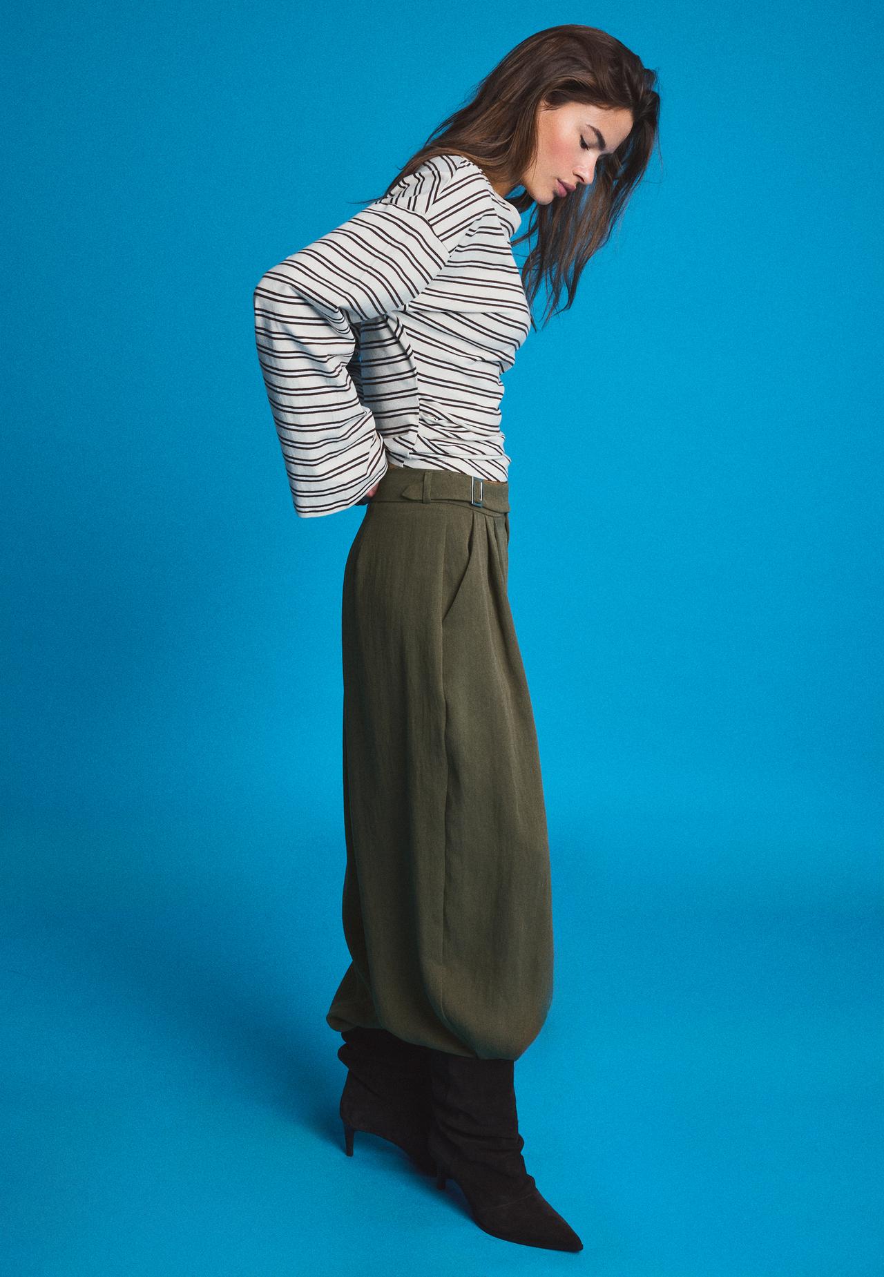 Sarouel trousers with buckle — Khaki