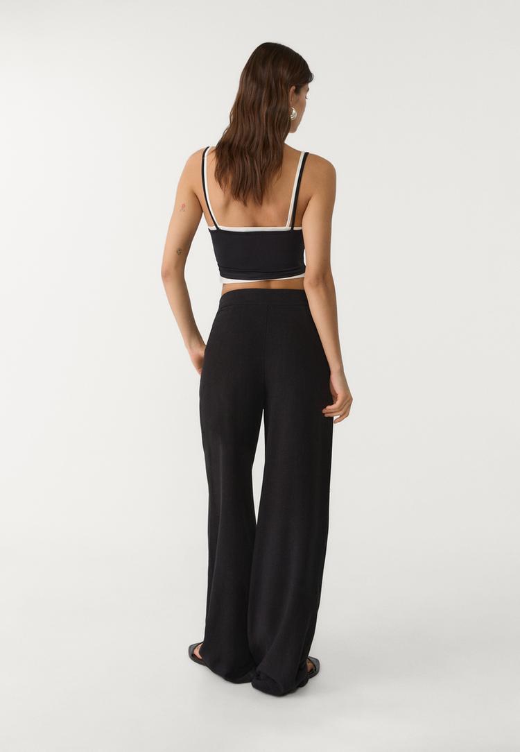 pantalon fluido lazo con lino