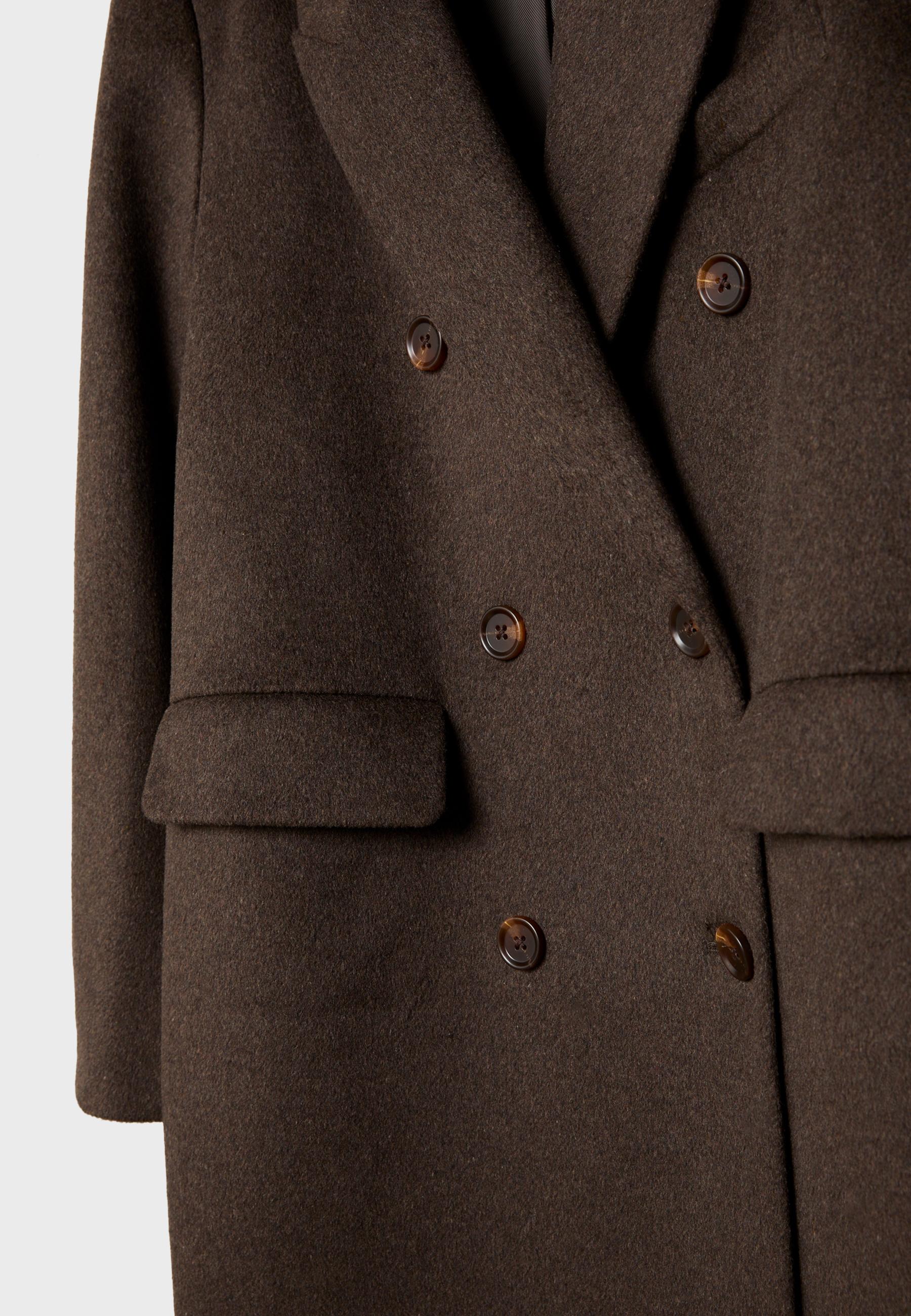 Long oversize double-breasted coat — Brown