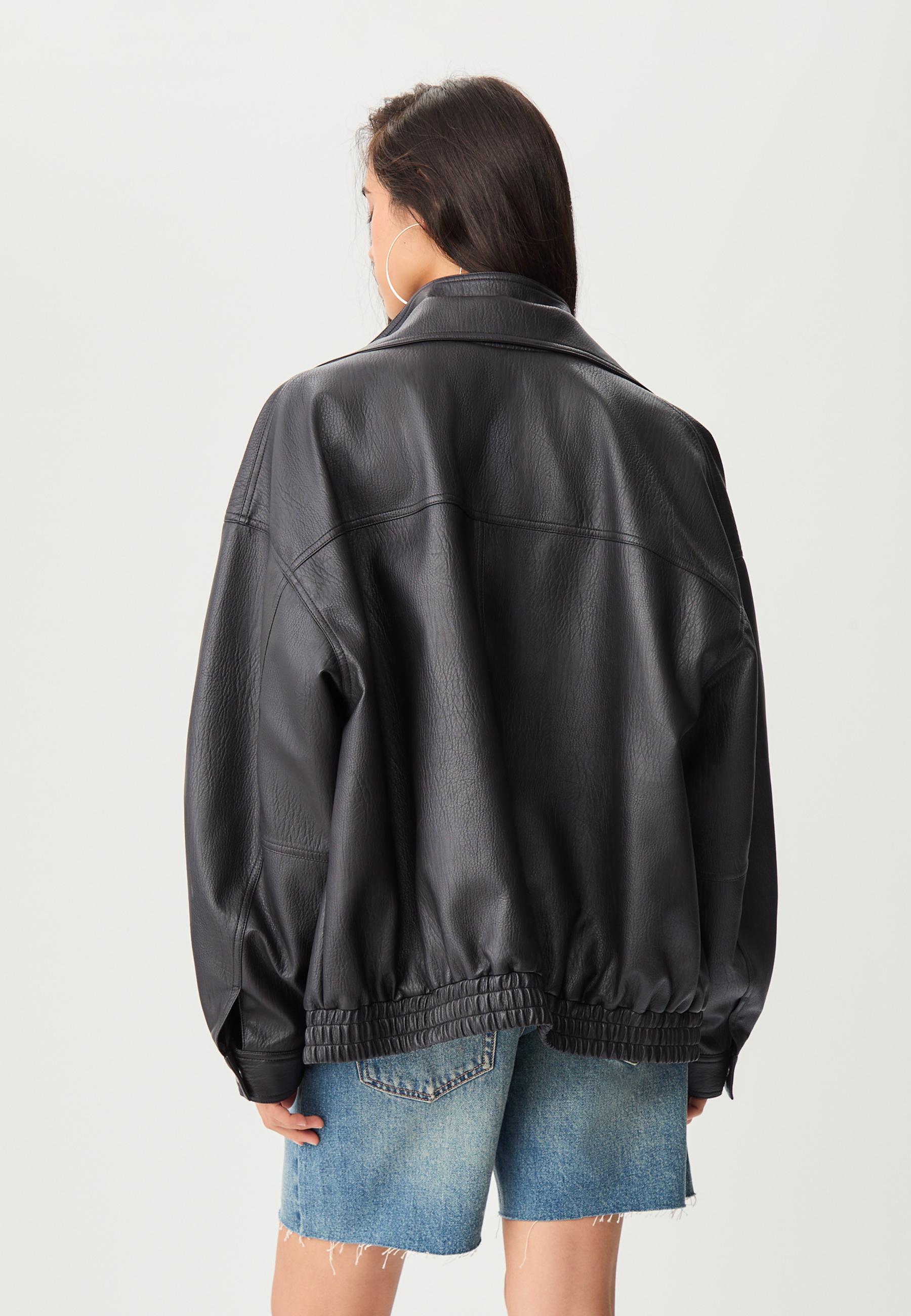Oversize faux leather jacket - Women's fashion
