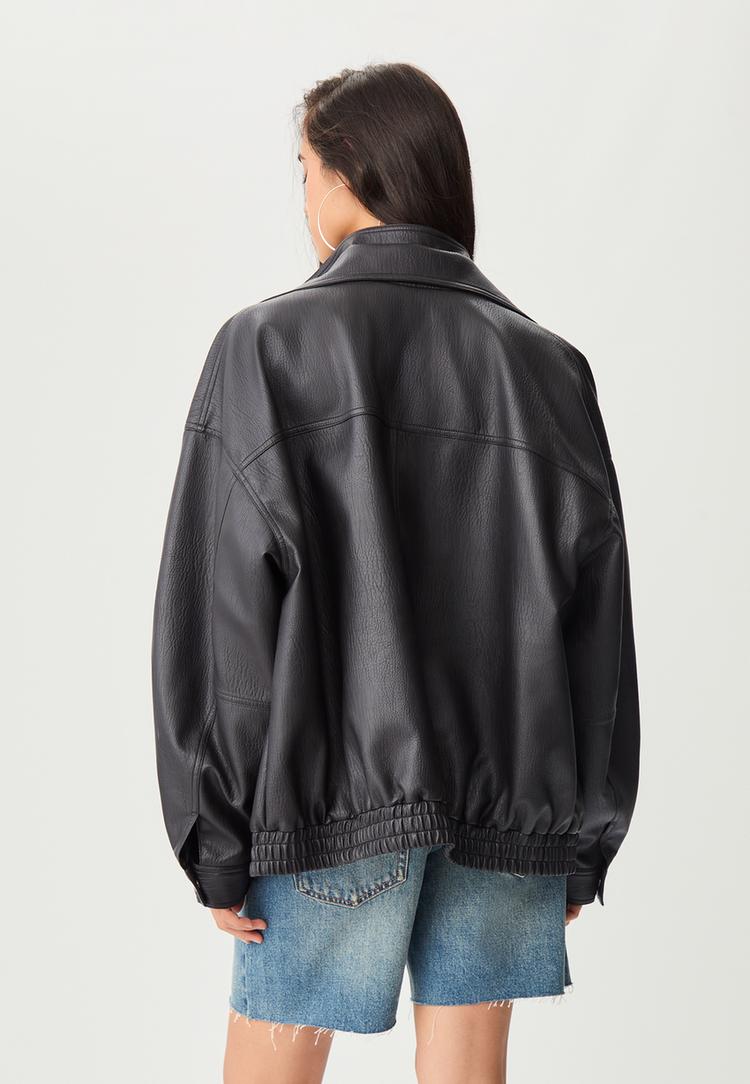oversize faux leather jacket