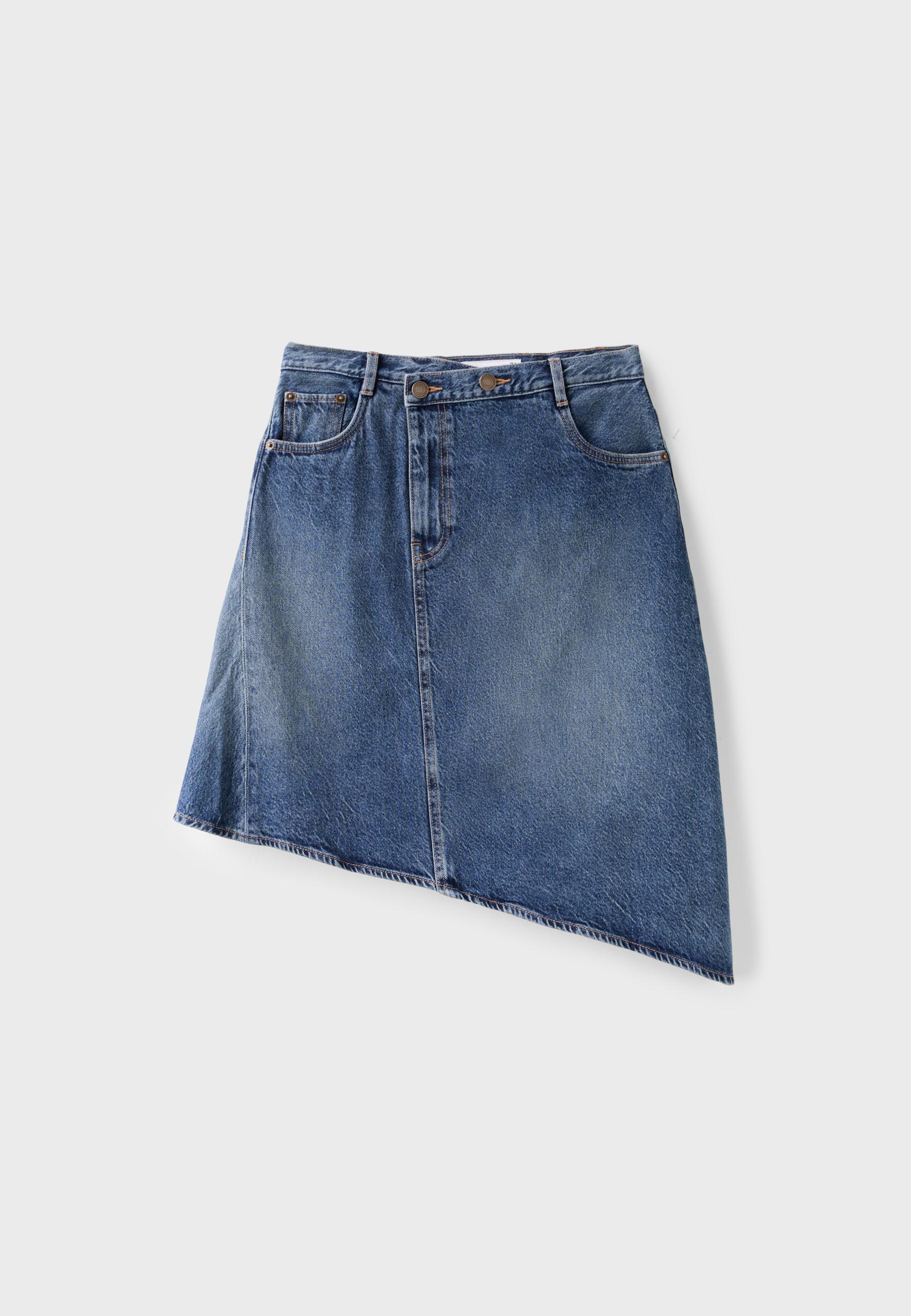 Asymmetric midi skirt — MEDIUM BLUE DENIM
