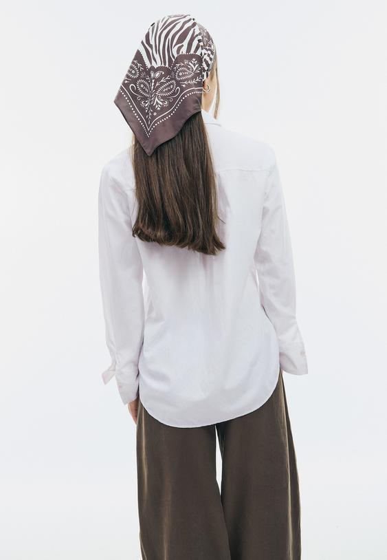 Stradivarius Chemise Basique À Poche En Popeline Blanc M