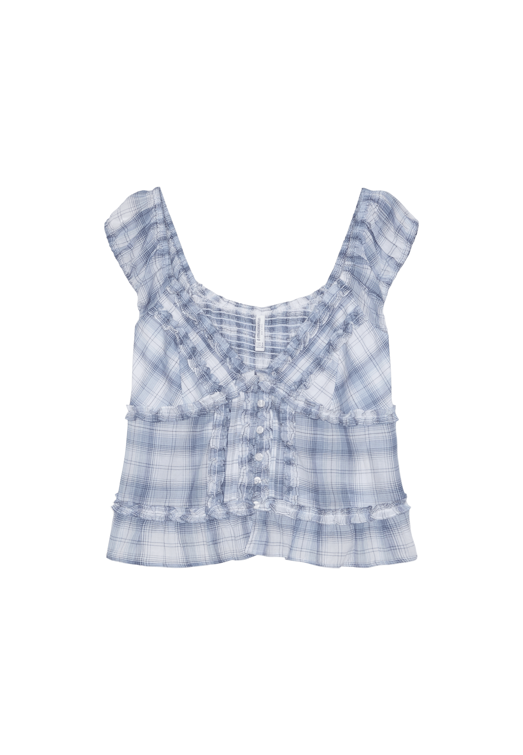 Flowing button top — Sky blue
