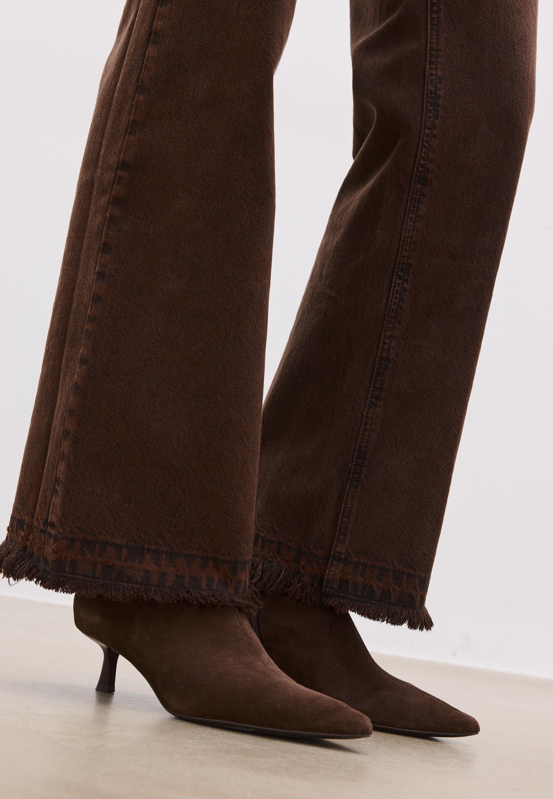 Split leather stiletto heel ankle boots — BROWN