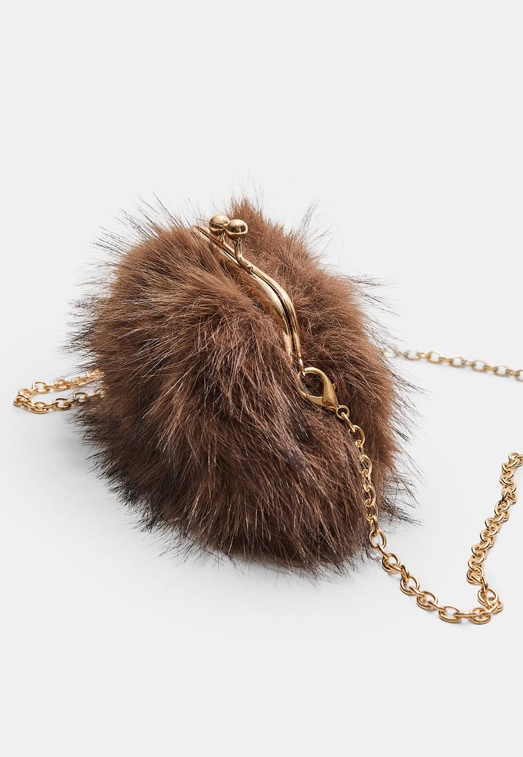 faux fur clutch bag