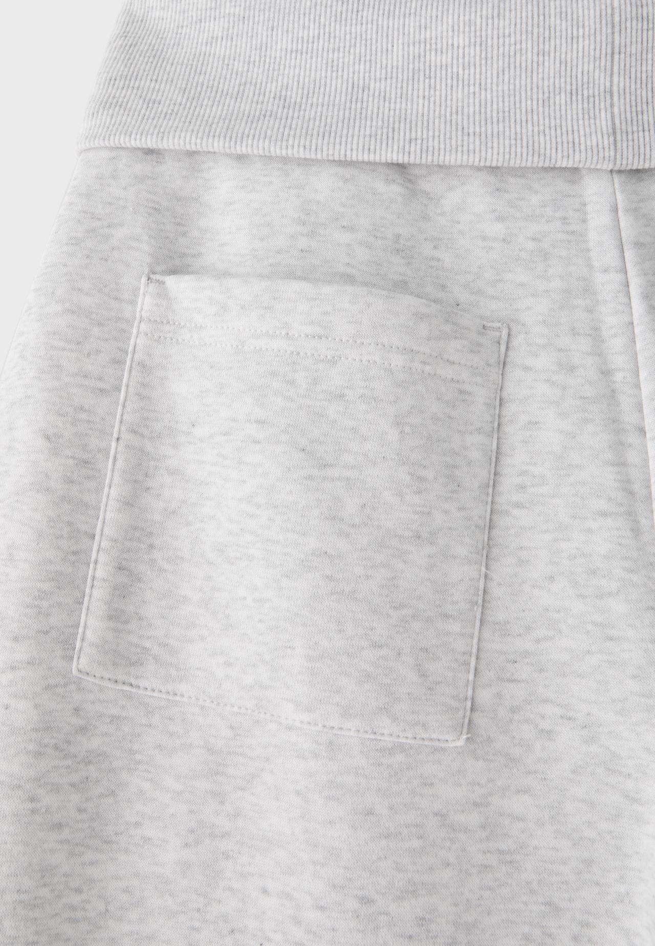 Folded-waist barrel jogger trousers — Grey melange