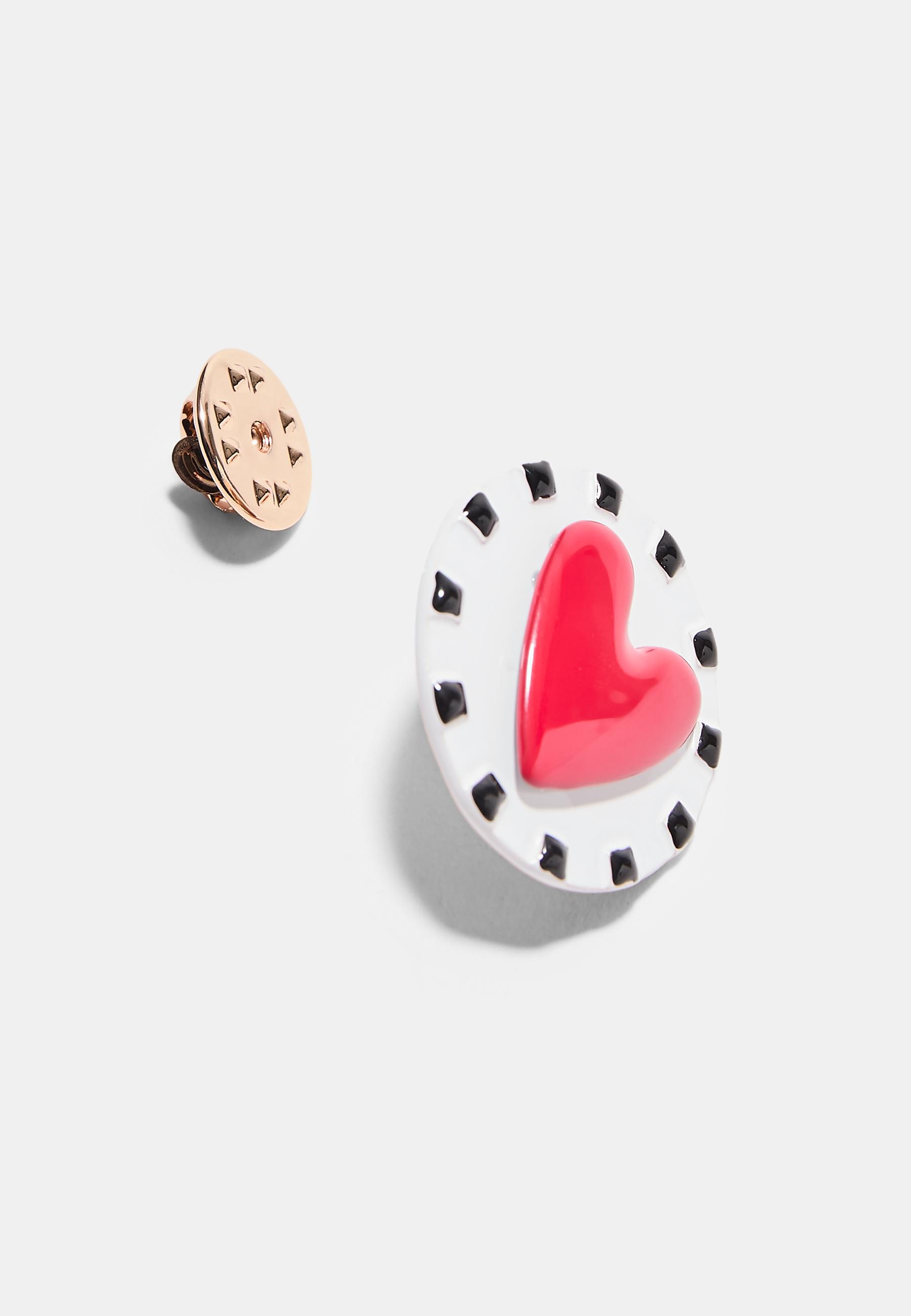 Set of 5 Heart and Cherry Pins — Red