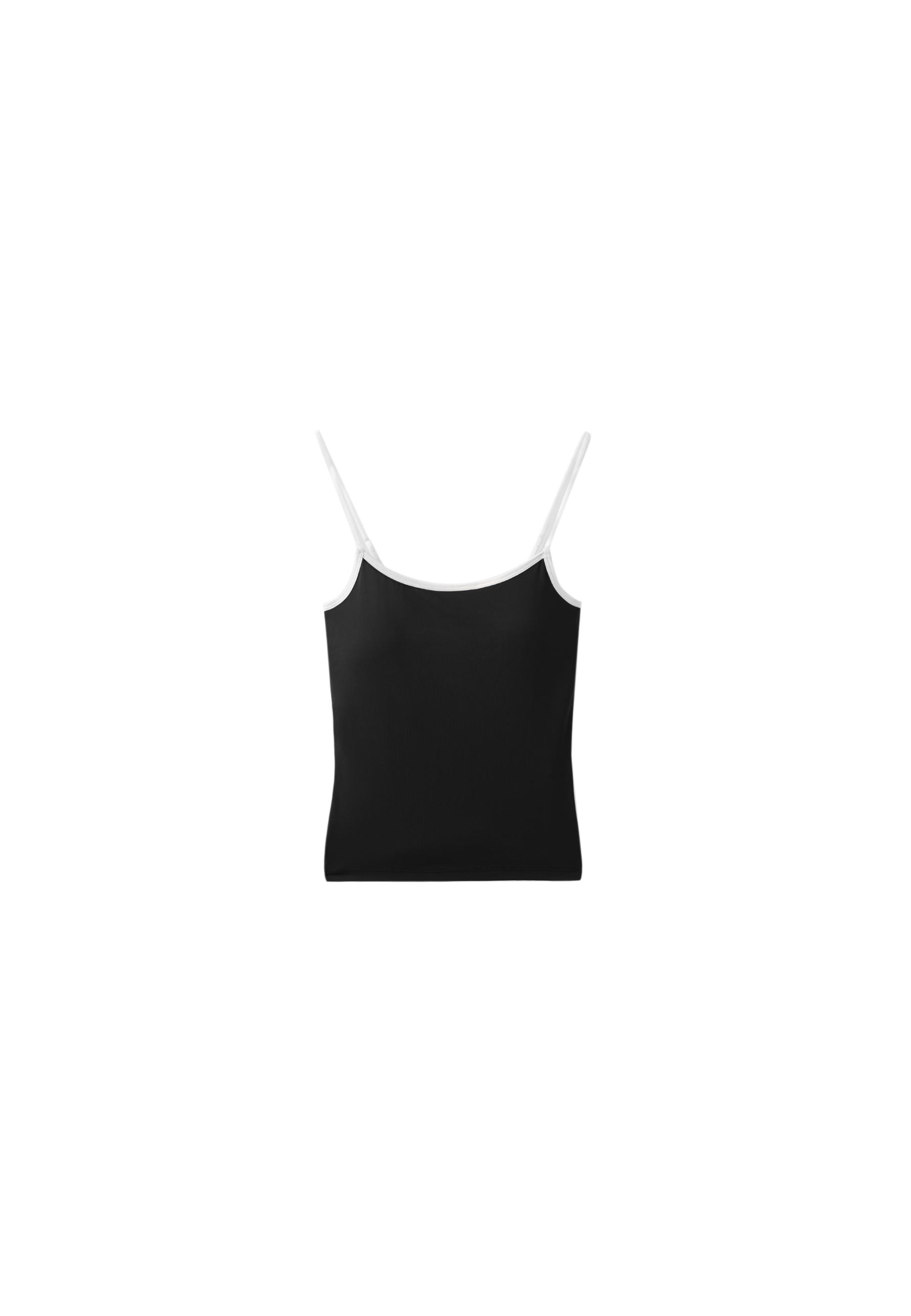 Polyamide strappy top with cups — Black