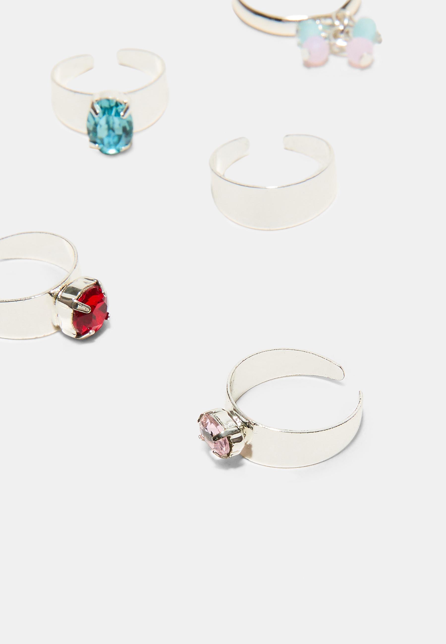 Set of 5 toe rings — Grey
