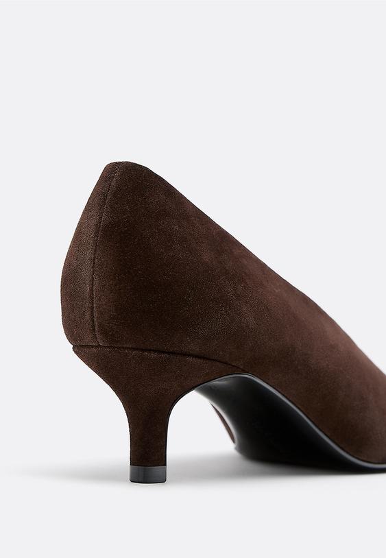 Stradivarius Closed Leather Heel Shoes Brown 4