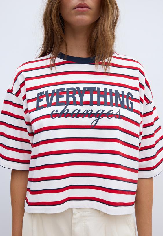 camiseta manga corta rayas estampado