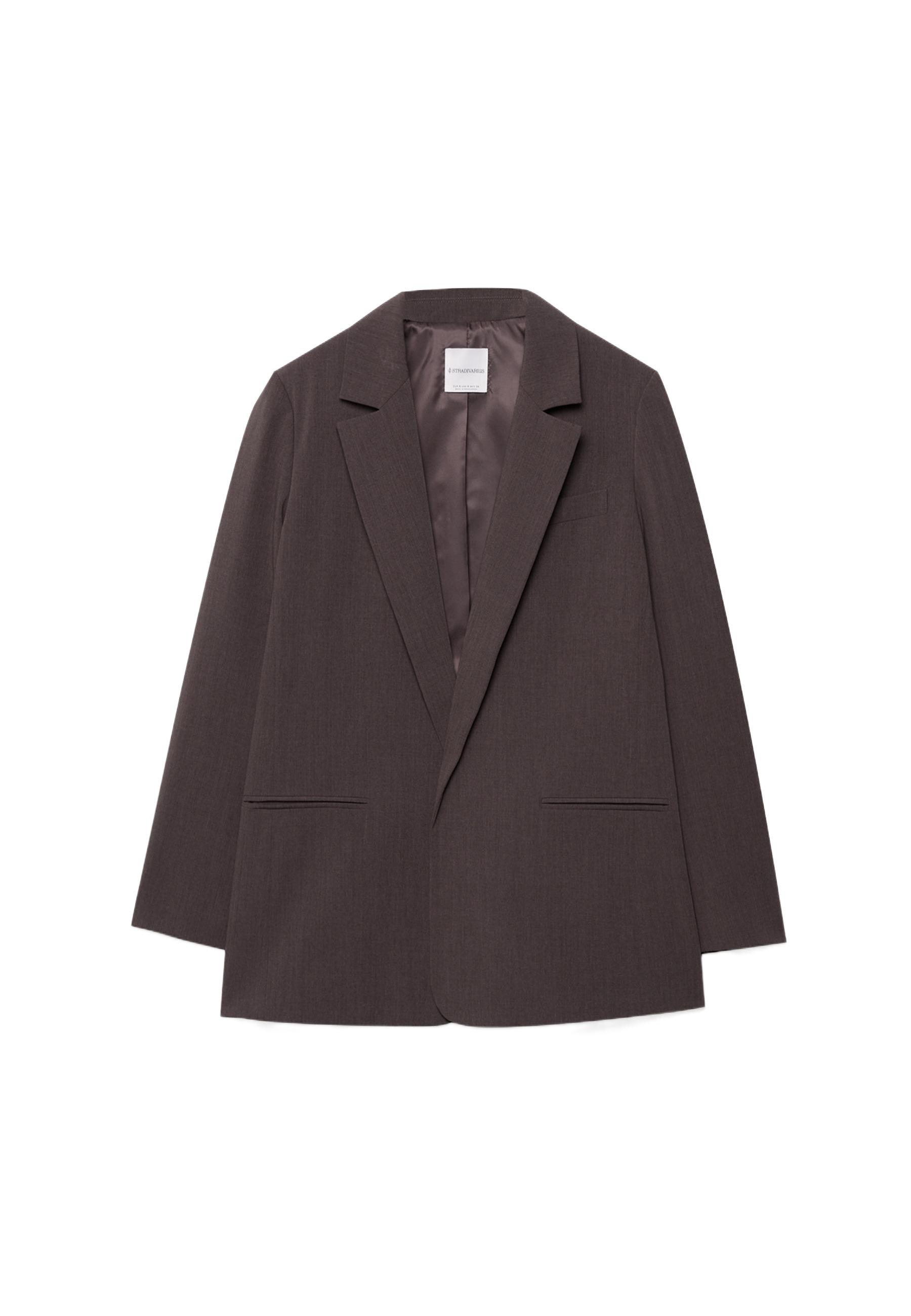 Striped open blazer — Brown (alternate view)