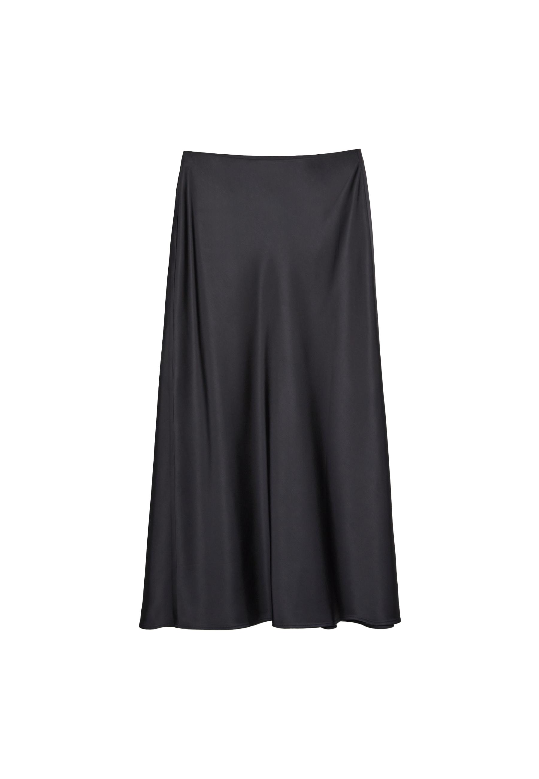 Satin midi skirt — Black