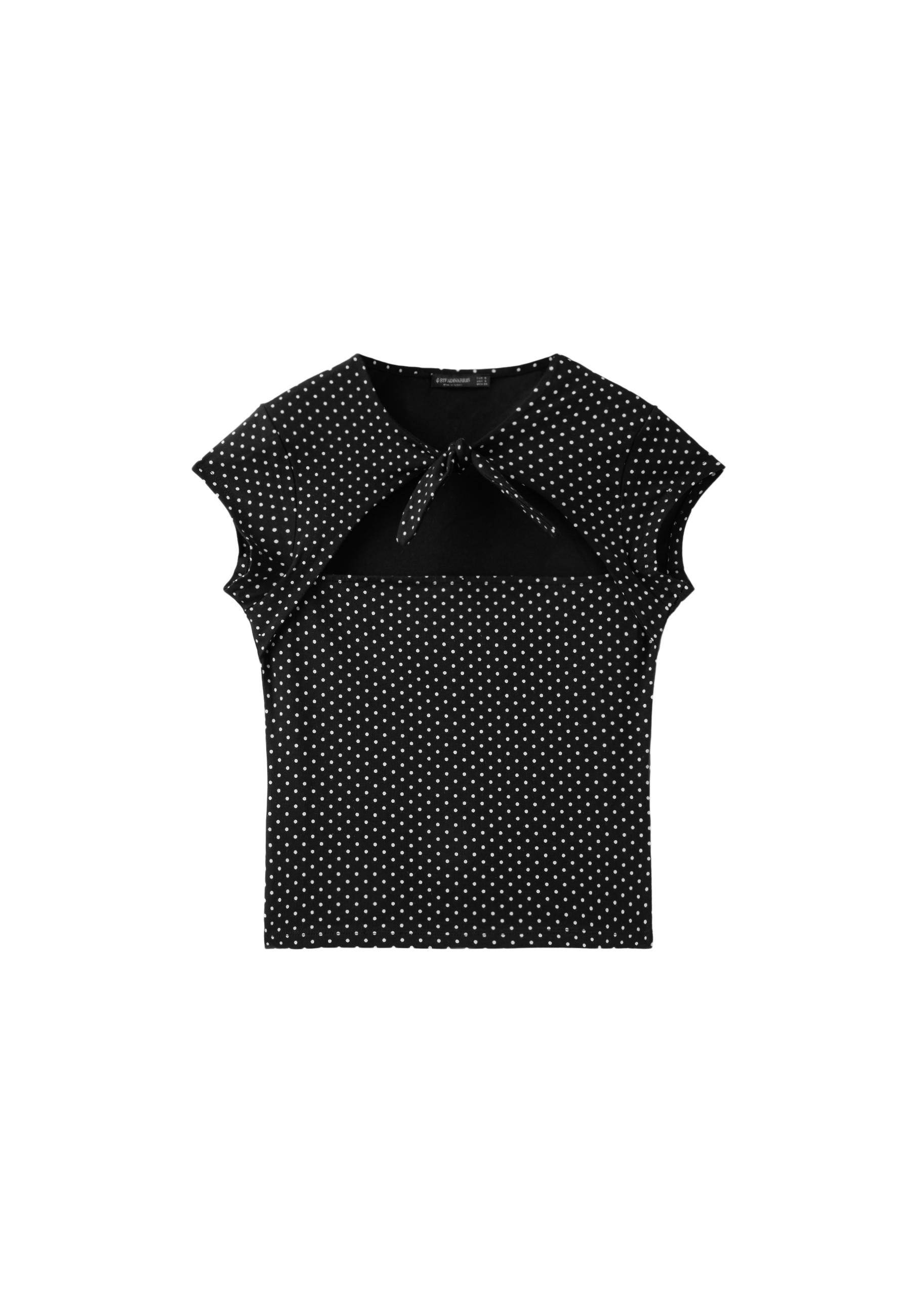 Polka dot bow T-shirt — Ecru